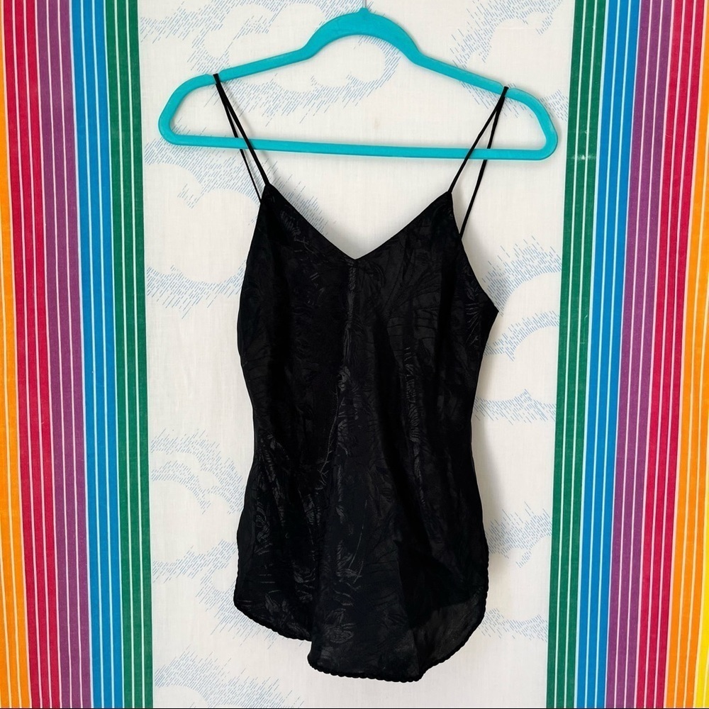 VINTAGE 90s black goth floral sexy camisole tank top extra small